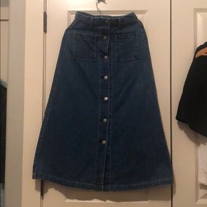 Denim A line skirt.
